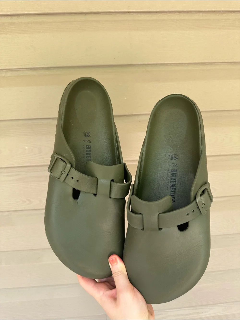 Birkenstock Boston clogs in olive green Size US 13 eur 46